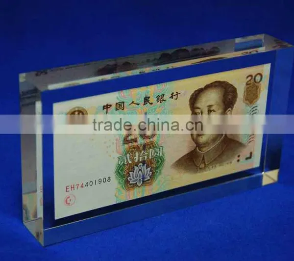 Costom Acrylic Crystal Banknote Paperweight photo-2