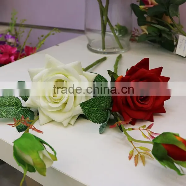 Two Heads Real Touch Roses Flower Artificial Flowers Roses Silk Flowers Wedding photo-2