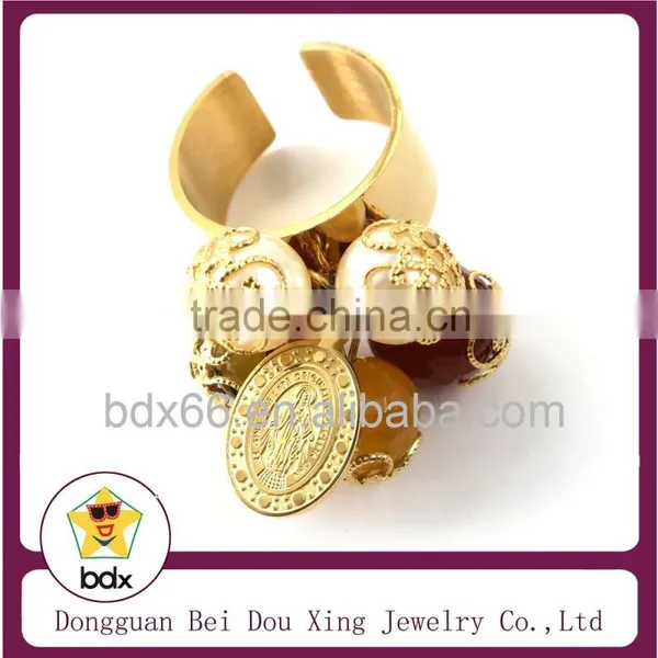 Fashion 18k Gold Plated Stainless Steel Virgin Mary And Jesus Cross Religious Mens Ring With CZ Stone Quality Choice photo-2