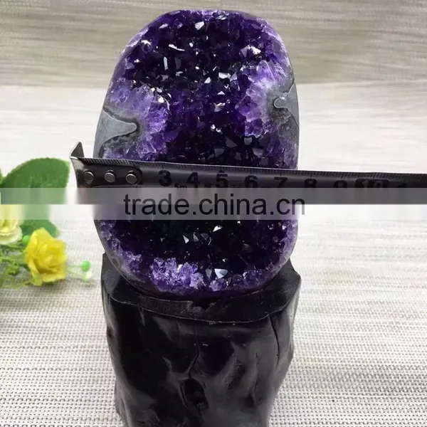 Natural Rock Dark Purple Amethyst Geodes Uruguay Crystal Ornaments On Sale photo-2