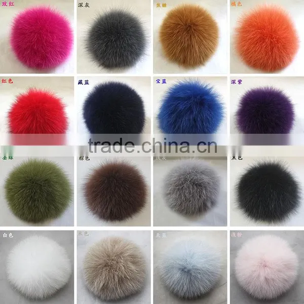 2016/2017 Fluffy 13cm Colorful Fox Fur Pom Poms for Beanie Hats/with Keychain photo-6
