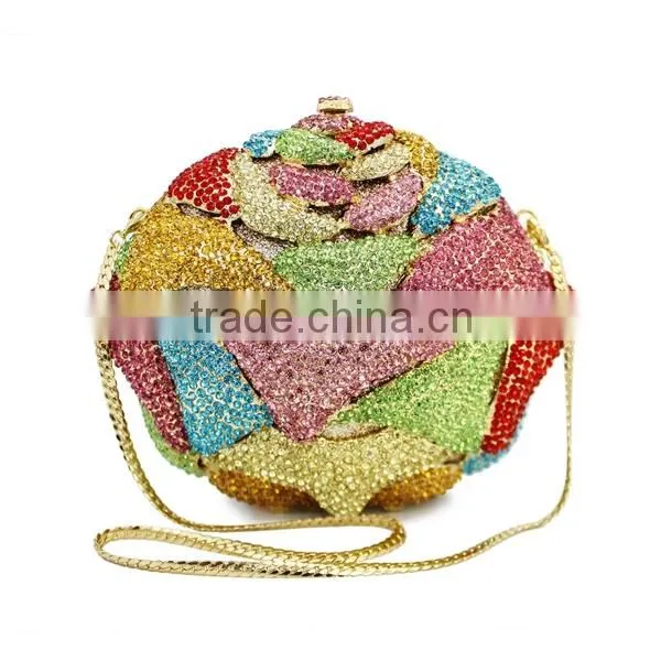 Colorful Floral Shape Clutch Evening Bag Rhinestone Evening Clutch Bags Ladies Purse (8764A-C2) photo-2