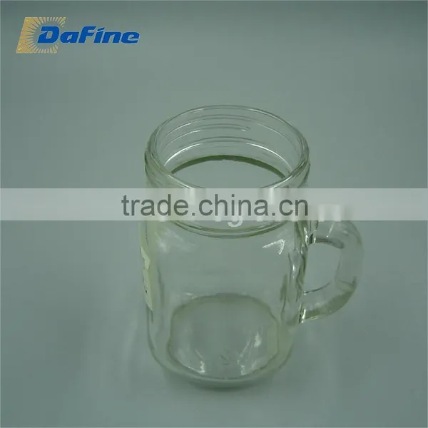 380ml Clear Glass Wide Mouth Square Cups/ Beer Cups/ Coffee Cups With Glass Handles & Plastic Caps photo-3