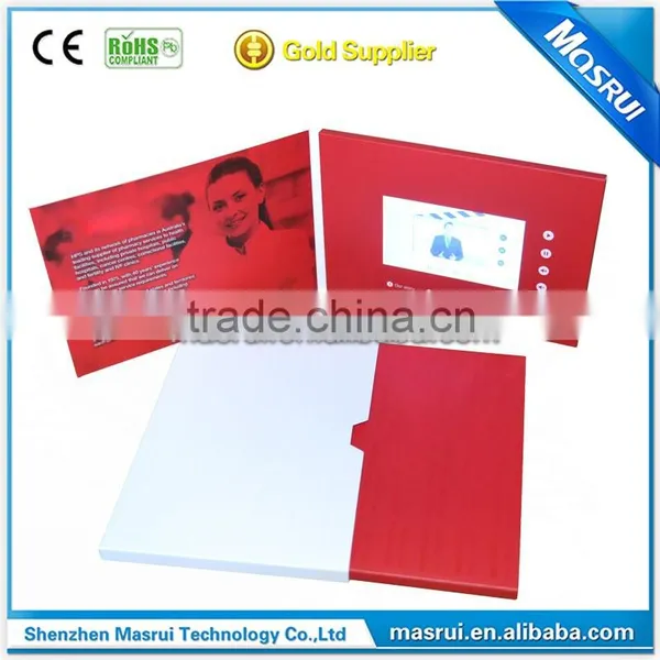 2016 New Arrvial Gift Card Type Video Brochure 7 Inch A4 Size Promotionl Digital LCD Video Brochure Invitation Card