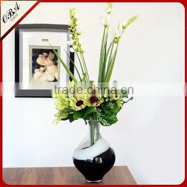 Wholesale High-grade Transparent Artificial Blown Clear Glass Vase for Wedding photo-2