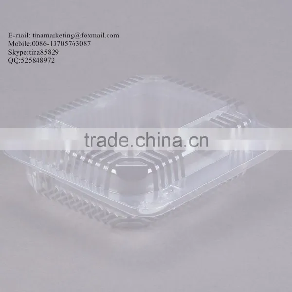 Durable OPS Clear Hinged Plastic Small Oblong Container/ Plastic Bakery Container/ Plastic Food Container for Take Out photo-3
