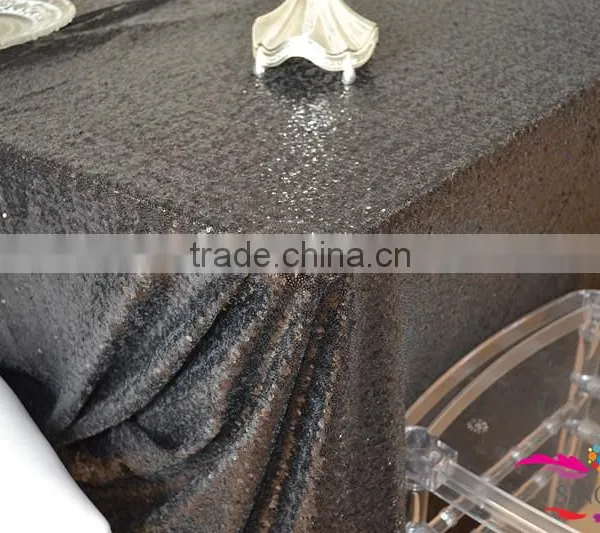 New Cheap Hot Sale Fancy 100% Polyester Embroidery Metallic Sequence Wedding Silver Sequin Table Cloth photo-6