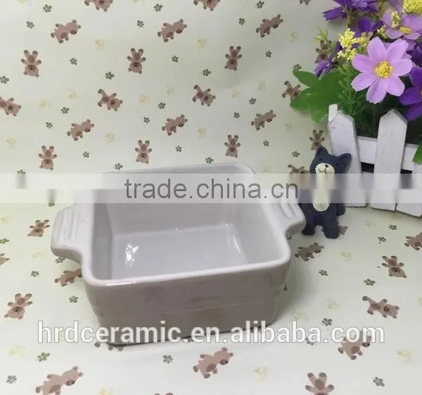 Wholesale Stocked Ceramic Square Bakeware Stoneware Plate With Two Handle photo-2
