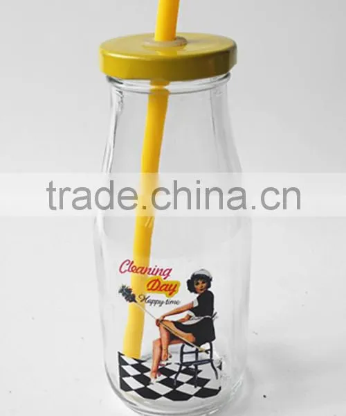 Fashion 250ml Starbucks Type Mango Juice Glass Beverage Bottle photo-2