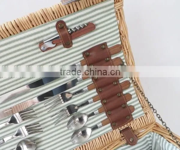 New 4 Persons Wicker High Quality Picnic Basket photo-4