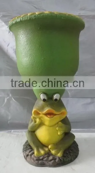 Knock-down Outdoor Garden Fiber Glass Clay Frog Flower Planter Pots photo-2