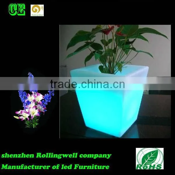 LED Large Garden Flower Pots Blue /led Plastic Small Cube Led Flower Pot Indoor Flower Pot photo-6