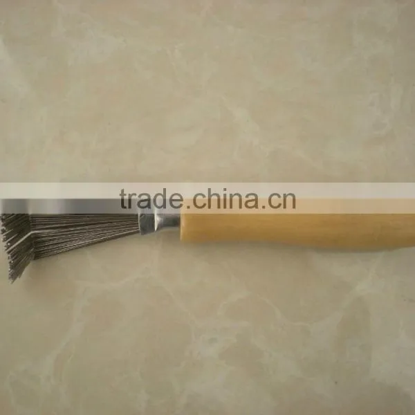Hair Brush Cleaner With Wooden Handle and Stainless Steel Head photo-3
