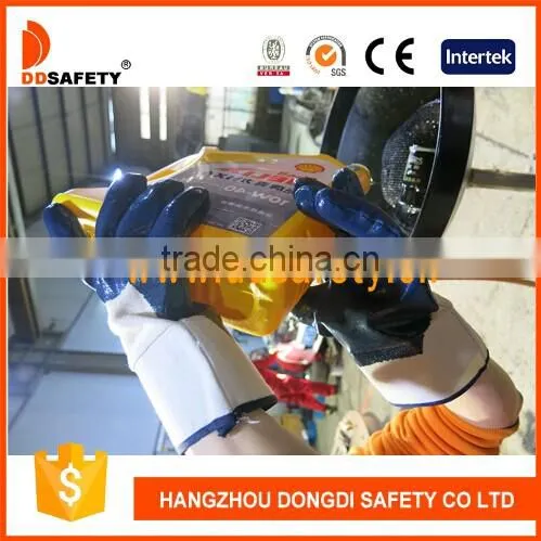 DDSAFETY 2017 Nature Cotton Work Glove 3/4 Nitrile Coating Glove photo-2