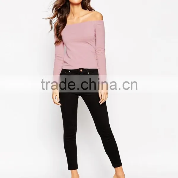 China Factory OEM ODM 2015 Customized Off Shoulder Top With Long Sleeves photo-4