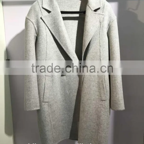 Ladies Handle Dark Grey 100% Wool Coat for Sring and Fall photo-2