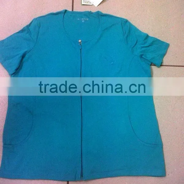 LADIES TOP 1X1 RIB WITH FRONT ZIPPER (Garment Stock Lots / Apparel Stock / Stocklots / Garment Apparel From India) photo-3