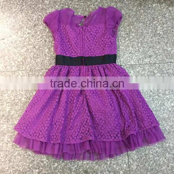 Girls' Stocklots Latest Designs Purple Fancy Party Dress photo-6