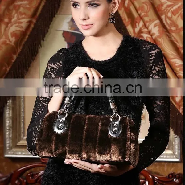 Grace Luxury Imitation Feather Party Hand Bag for Woman Gender Straw Bag Fur Bag Charm photo-5