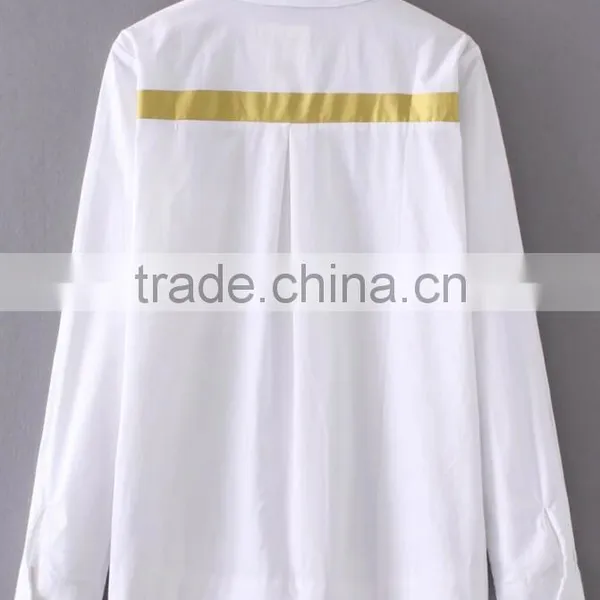 Runwaylover EY2338B Hot Sale 2017 Ladies Fashion Gilding Pure Color Blouse photo-4