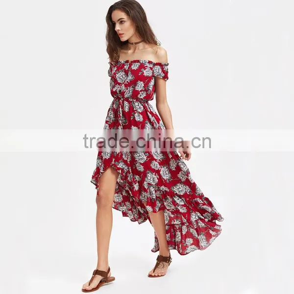 Scarlet 2017 Irregular Hem and Off-shoulder Chiffon Ladies Long Dress photo-3