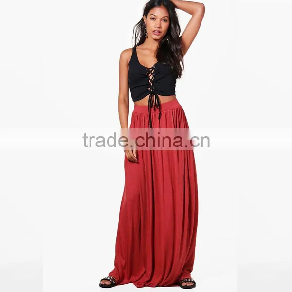 Drapey Hippie Boho Style Casual Women's Maxi Skirt With Pockets photo-6