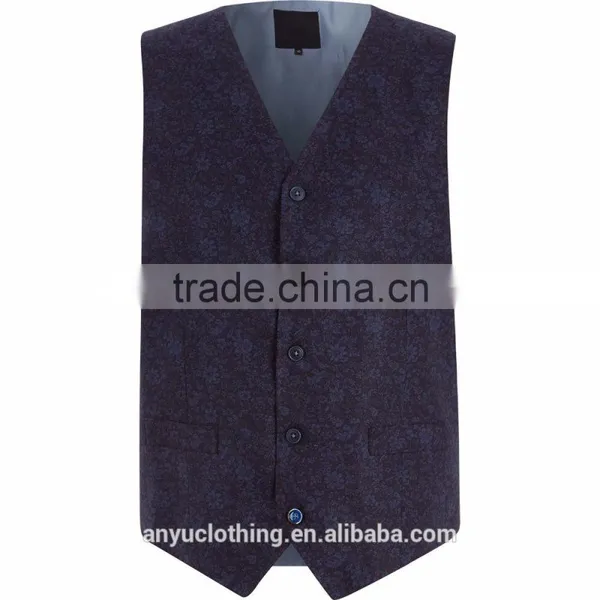 Stylish Style Mens Navy Floral Knitted Three-Piece Suit Wholesale photo-2