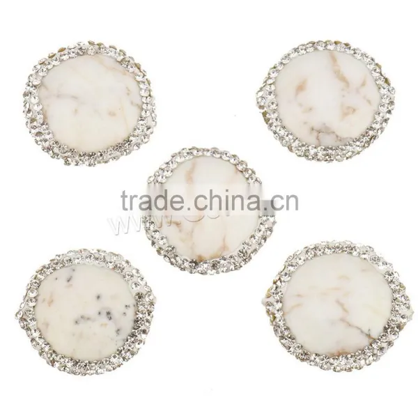 New Flat Shape Natural White Turquoise Beads With Rhinestone Hot Sale in Market photo-2