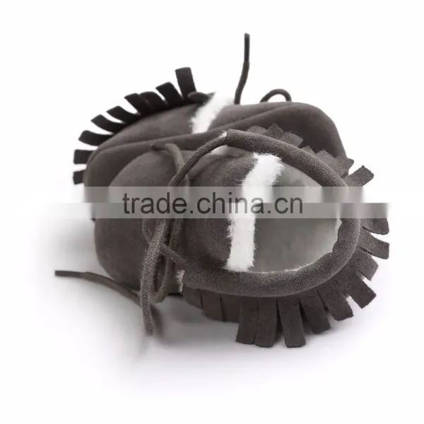 Toddler Baby Moccasins Winter Keep Warm With Fur Snow Lace up Baby Shoes photo-5