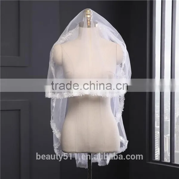 2017 Wholesale Bridal Veils Hot Sale Short Elegant Bridal Wedding Veils Short Tulle Wedding Bridal Veils HL28 photo-4