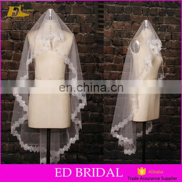 Wholesale New Collection White One Layer Lace Appliques Wedding Bridal Veil