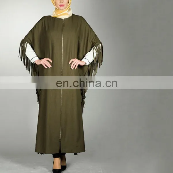 Newest Muslim Women Clothing Moroccan Kaftan Ladies Duabi Abaya Dress Jilbab Islamic Outwear Tassels Cotton photo-2