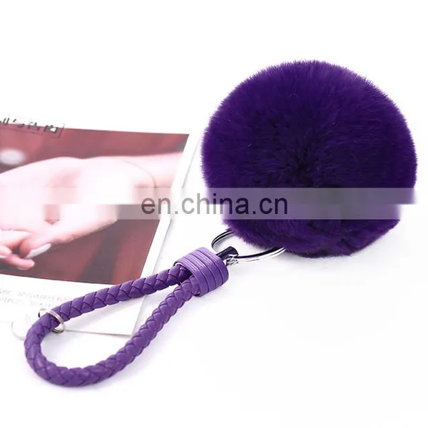 Pu Leather Rope 8cm Pom Pom Keychain Logo Printed Avalibale photo-3