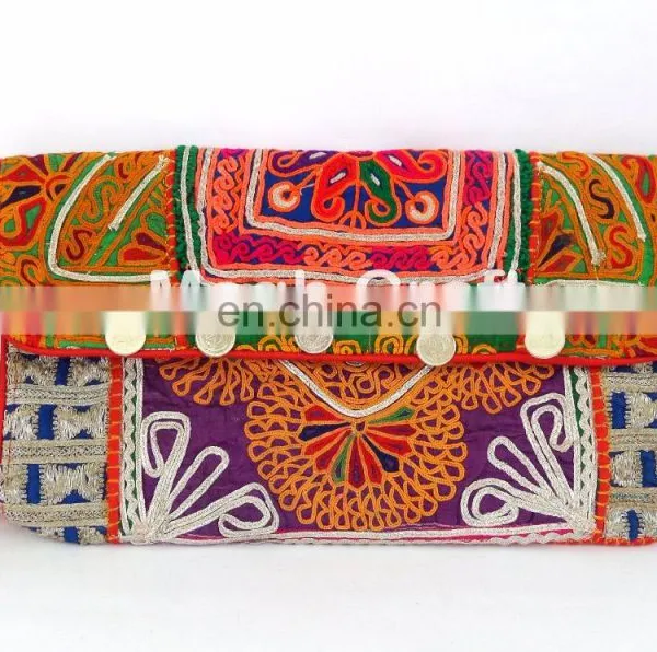 Bohemian Banjara Ethnic Handbag-Vintage Clutch Bag-Afghan Clutch Bag-Hand Embroidery Coin Clutch Purse photo-2
