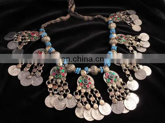 Afghan Kuchi Necklace- Tribal Necklace - Afghan Jewelry - Antique Afghan Necklace - Belly Dance Coin Necklace Set - Hippie Set
