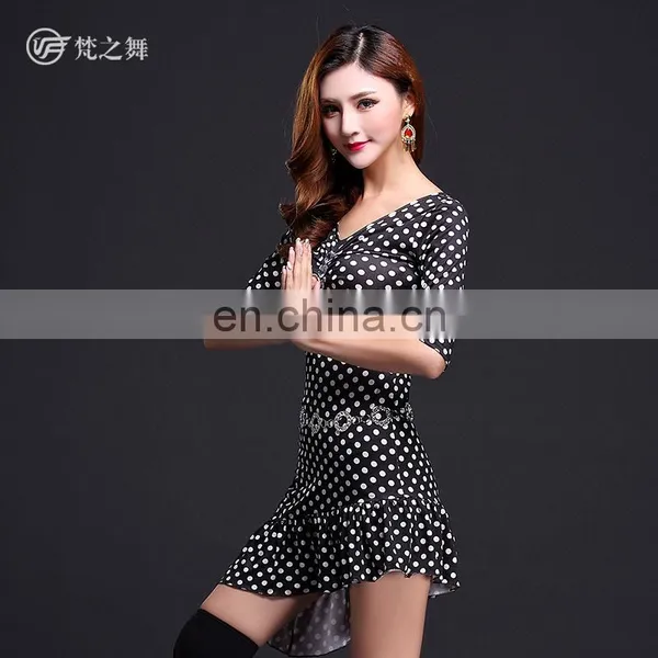 T-5111 Professional Performance Sexy Black and White Dot Belly Dance Skirt photo-4