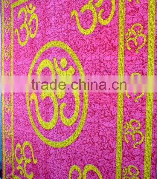 Indian Tapestry Cotton OM Print Pink Wall Hanging Tapestries Throw Mandala Print photo-5