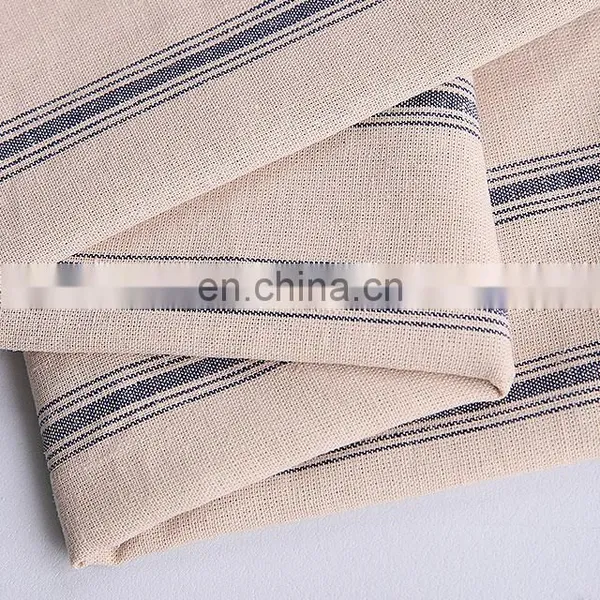 Stock Yarn Dyed Fabric Cotton Linen Blended Stripe Fabric Dress Skirt Fabric photo-2