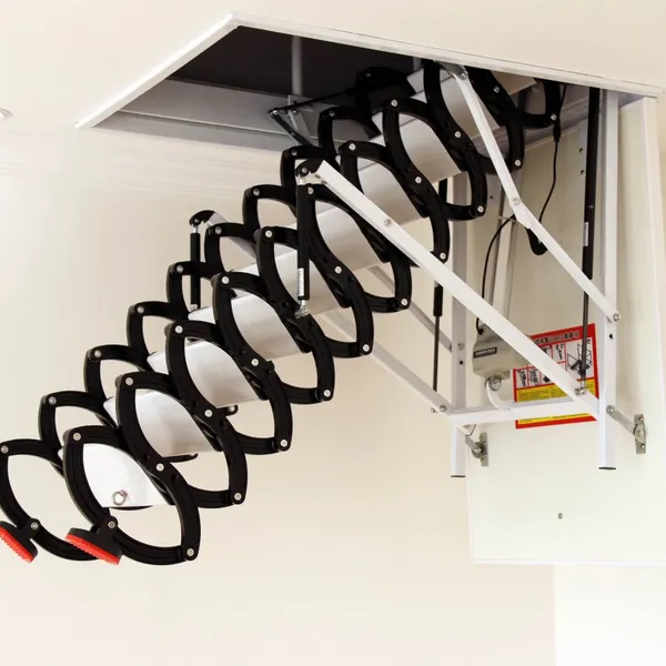 Electric Folding Attic Ladder Ceiling Mounted Loft Staris With Hatch Door photo-3