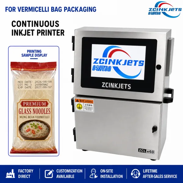 CIJ Inkjet Coding Machine for Vermicelli Noodle Flexible Packaging Plastic Film Bags