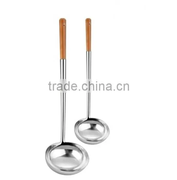 Stainless Steel Frying Ladle Soup Ladle 5'' With Wooden Handle photo-2
