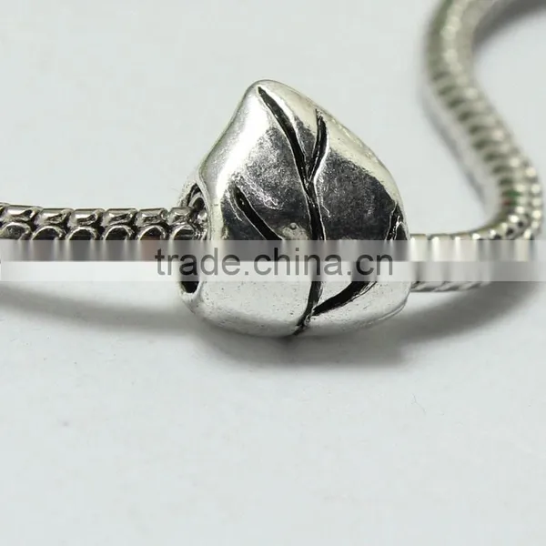 Wholesale Pdora Jewelry Accessories Leaf Shape Large Hole Metal Beads, Zinc Alloy Bracelets and Necklace Slide Beads photo-4