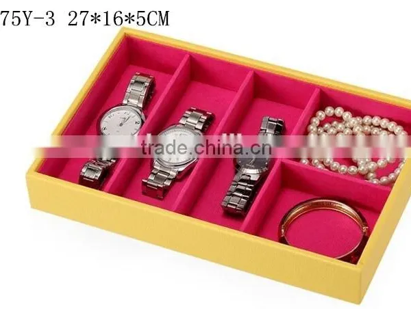 W1275Y-2 Wholesale 10'' Stackable Jewelry Display Tray Wooden Jewelry Case Leather Jewelry Tray photo-2