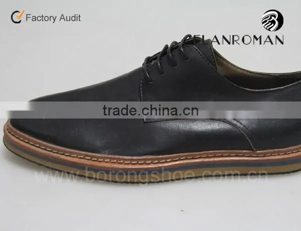 Black Fashion Lace up Leather Shoes for Men in Guangzhou Manufacturer photo-2