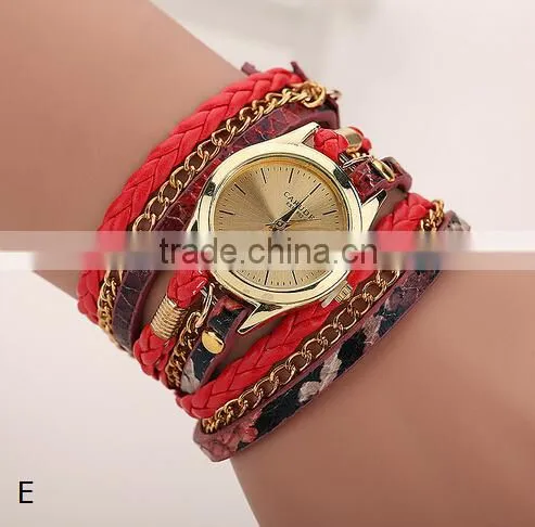 Top Selling Women's Leopard 1" Wrap Braided Leather Bracelet Watch/ Quality Choice photo-5