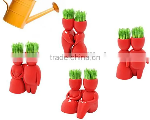 Boy Grass Head Ceramic Porcelain Planter ,Grass Head Ceramic Porcelain Planter ,Grass Head Ceramic Porcelain Planter photo-5