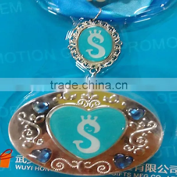 Two Pcs/set Beaded Bangle& Bracelet Girls Ribbon Necklace With Pendant Jewelry Set photo-3