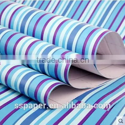 2016 Hotsale Self-adhesive Wallpaper Environmental Protection PVC Wallpaper/45cm *10m Blue Stripes Cotton Wallpaper Quality Choice photo-3