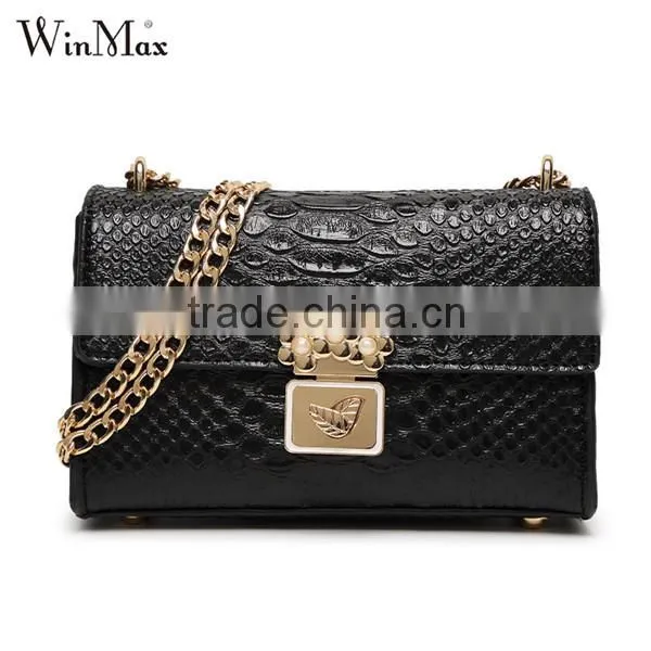 3D Crocodile Women Leather Shoulder Bag Chain Crossbody Sling Bag