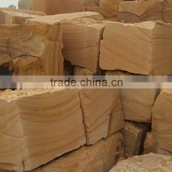China's Yellow Wood Veins Sandstone, Honed, Natural Split & Mushroom Surface photo-6